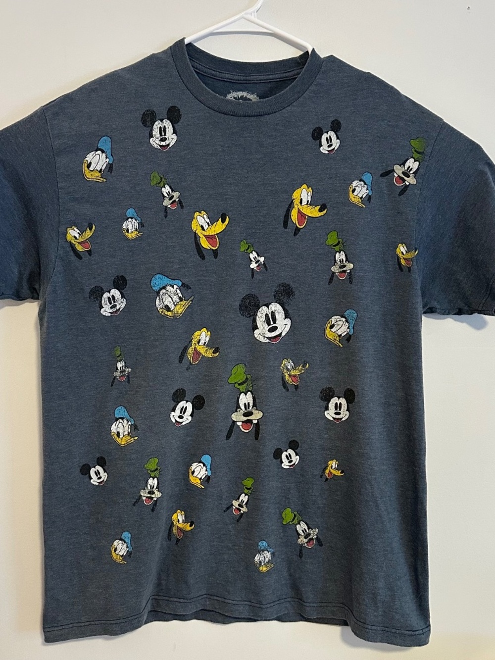 Mickey Donald Goofy Disney Graphic Print T-Shirt XL Gray Y2K Retro Short Sleeve
